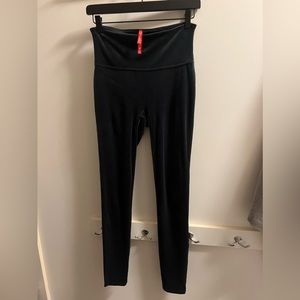 Spank Faux Velvet Leggings, Navy, Size Medium